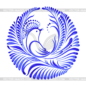 Floral decorative ornament bird of paradise - color vector clipart