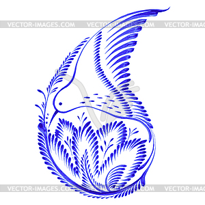 Decorative ornament paisley hummingbird in flight - vector clipart