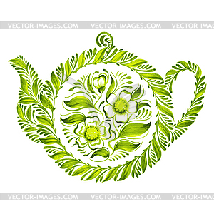 Decorative ornament teapot - color vector clipart