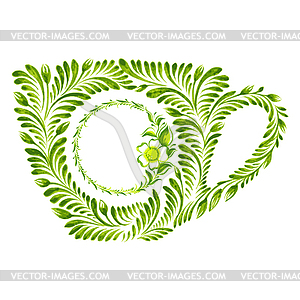 Decorative ornament teacup - vector image