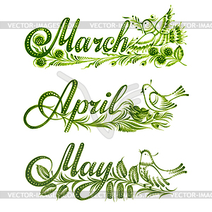 Set name of month spring - vector clipart