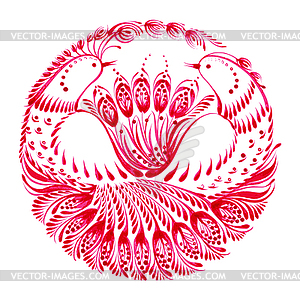 Decorative circle birds of paradise - vector clipart