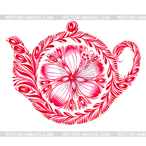 Декоративный орнамент чайник - векторное изображение
