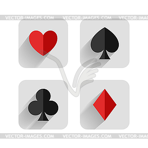 Set of hearts, clubs, spades and dimonds icons, card su - royalty-free vector image