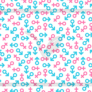 Seamless pattern of male and female symbols - vector clipart