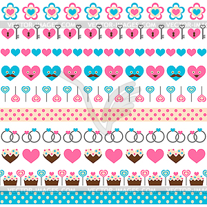 Set of seamless romantic ribbons - vector clipart