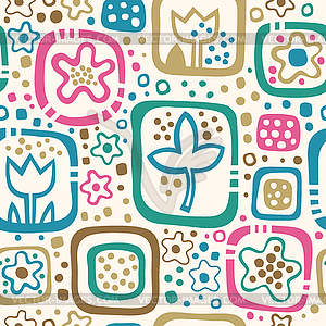 Seamless floral pattern, summer template with abstract  - vector clip art