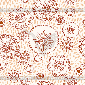 Floral pattern, seamless background with flowers and pe - stock vector clipart