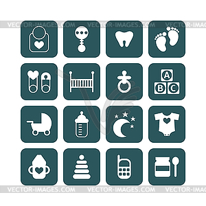 Set of baby icons isolated - vector image