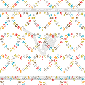 Seamless pattern of hearts lined color paper clips - vector clip art