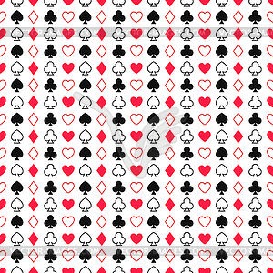 Seamless background of card suits, hearts, diamonds, cl - vector image