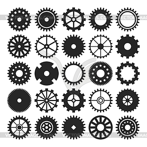 Набор зубчатых колес на белом фоне - иллюстрация в векторе