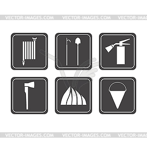 Set of  firefighter icons - vector clipart