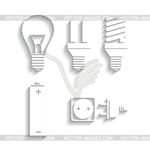 Set of energy, electricity icons - vector image