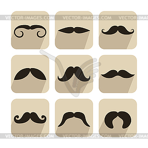 Set of mustache icons - vector clipart