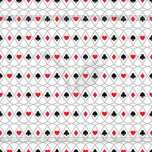 Seamless background of card suits, hearts, spades, club - vector image