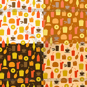 Set of seamless pattern of fast food icons - vector clip art