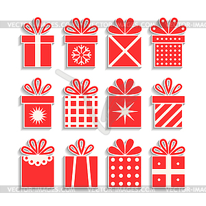 Set of gift boxes with ribbons, packaging isolated - vector clipart