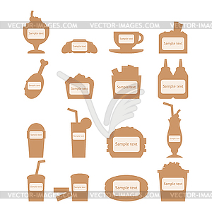 Set of fast food icons with place for sample text - royalty-free vector image