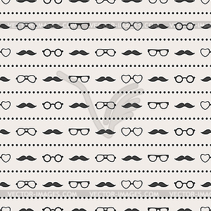 Seamless pattern of glasses and mustache - vector clip art