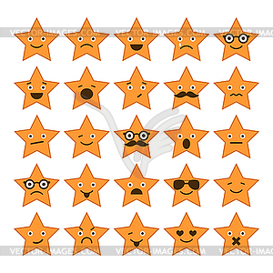 Set of stars with different emotions, happy, sad, - vector image