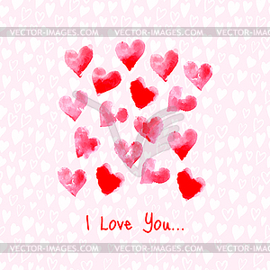 Romantic background with red hearts - vector clipart