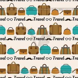 Seamless pattern of bags, luggage, baggage - vector image