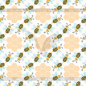 Seamless pattern with bees - vector image