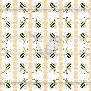 Seamless pattern with bees - vector clipart