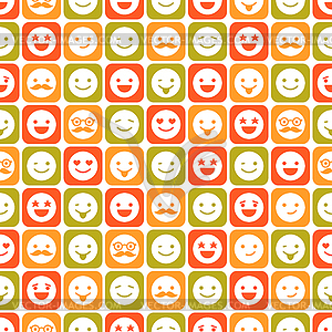 Seamless pattern of color smile, different emotions - stock vector clipart