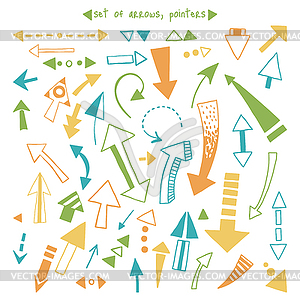 Hand draw doodle sketch arrows, pointers - vector clipart