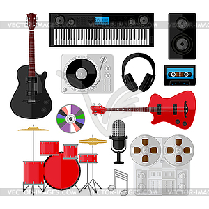 Set of music and sound objects isolated on white - vector clipart