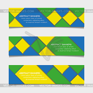 Abstract geometric banners in Brazil flag colors - vector clip art