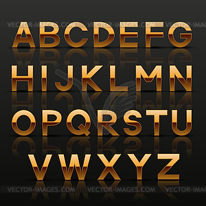 Decorative golden alphabet - royalty-free vector clipart