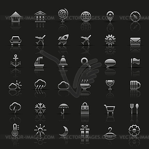 Set of universal silver icons - vector EPS clipart