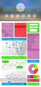 Flat UI kit for web and mobile design - vector clipart