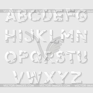 Paper alphabet with cut letters. Vector illustration. - vector image