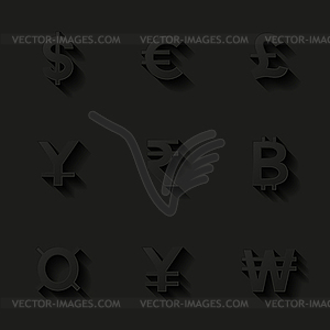 Установить Валютный иконки - изображение векторного клипарта