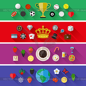 Set of nature, sports, food and drinks concepts - vector clipart