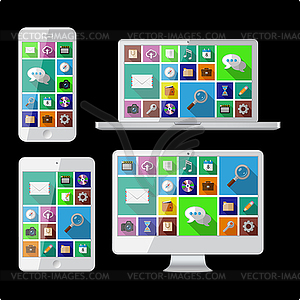 PC, laptop, tablet and cell phone - royalty-free vector image