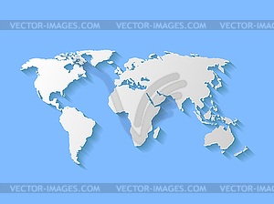 Decorative world map with shadow. - vector image