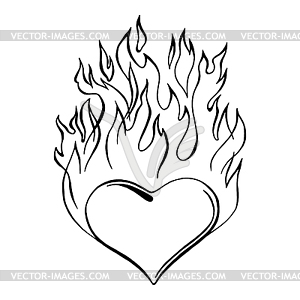 Flaming heart - vector image