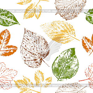 Autumn leaf stamps seamless pattern - stock vector clipart