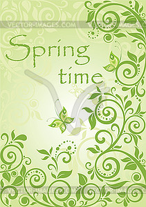 Spring green vertical banner - vector image
