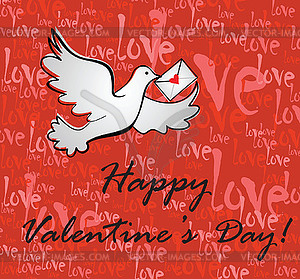 Valentine background with greeting message - vector image