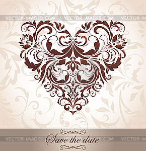 Vintage floral heart shape - vector clipart / vector image