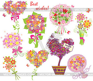 Greeting bouquets - vector EPS clipart