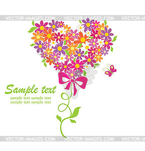 Greeting card with funny bouquet - vector image