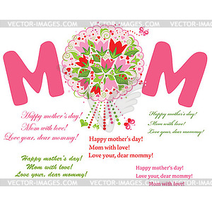 Greeting postcard for Mother`s Day - vector clipart