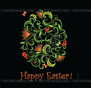 Postcard with decorative easter egg - vector image